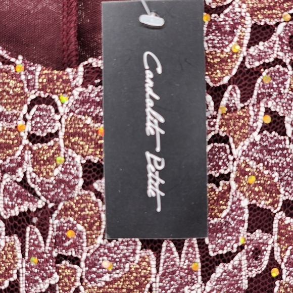 Candalite Women's Lace Tulle Godet V-Neck Tie Waist Prom Dress - MP - Picture 5 of 5